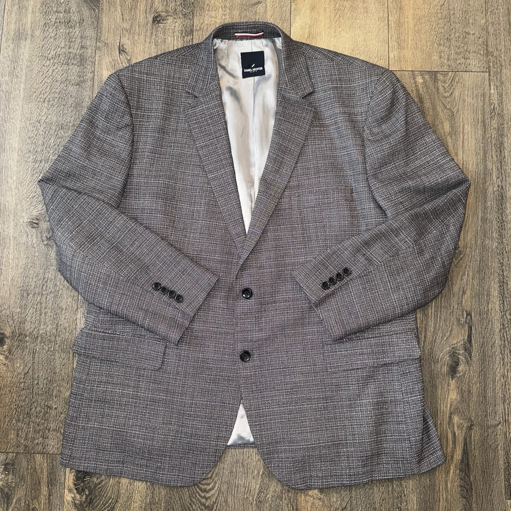 Vtg Daniel Hechter 100% Wool Sport Coat Mens 48R Checkered Blazer Suit Jacket